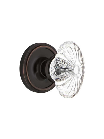 Classic Rosette Door Set with Oval Fluted Crystal Glass Knobs